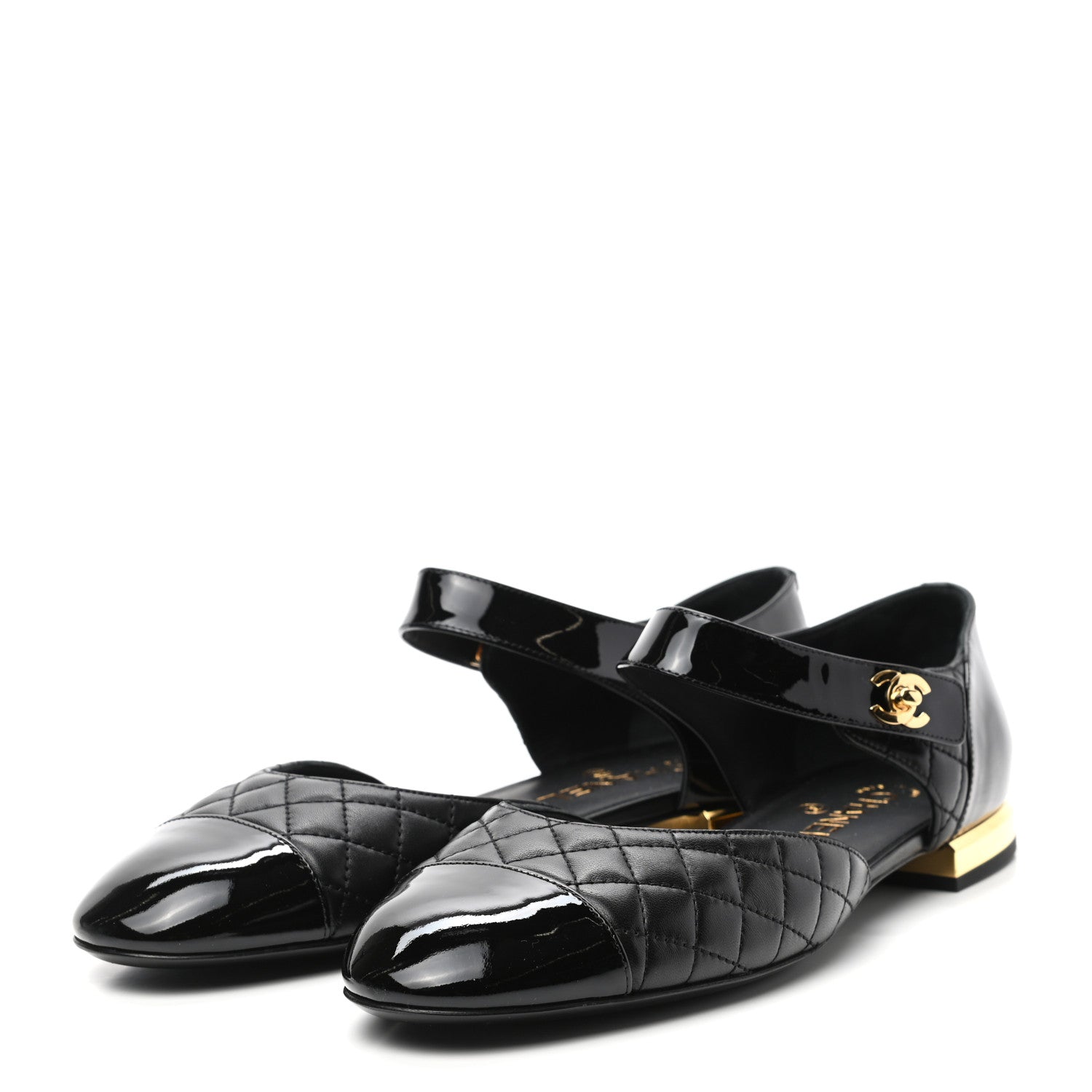 Chanel Patent Lambskin Quilted Cap Toe Ballerina Flats 41.5 Black 3 of 8