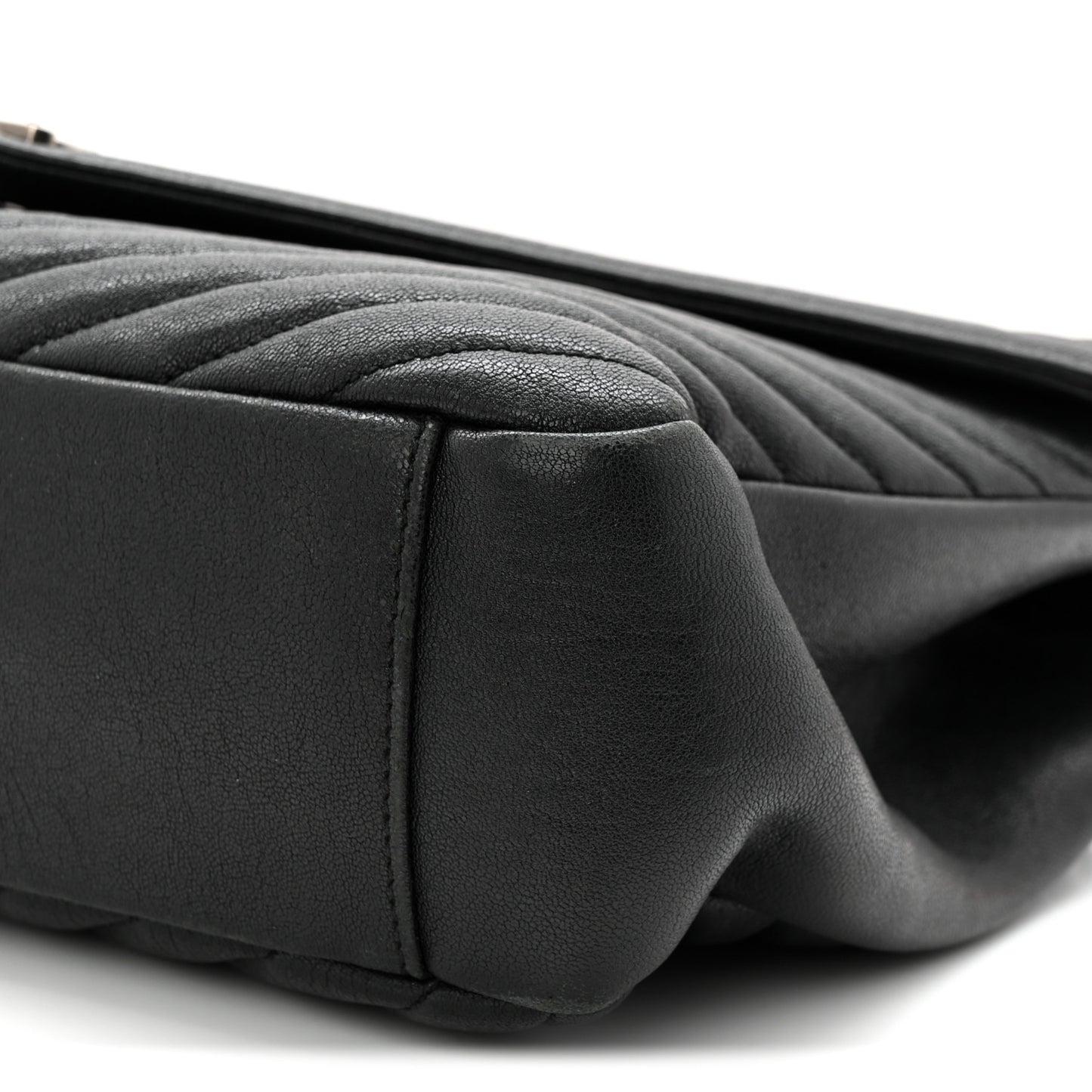 Sheepskin Matelasse Chevron Monogram Large College Satchel Black