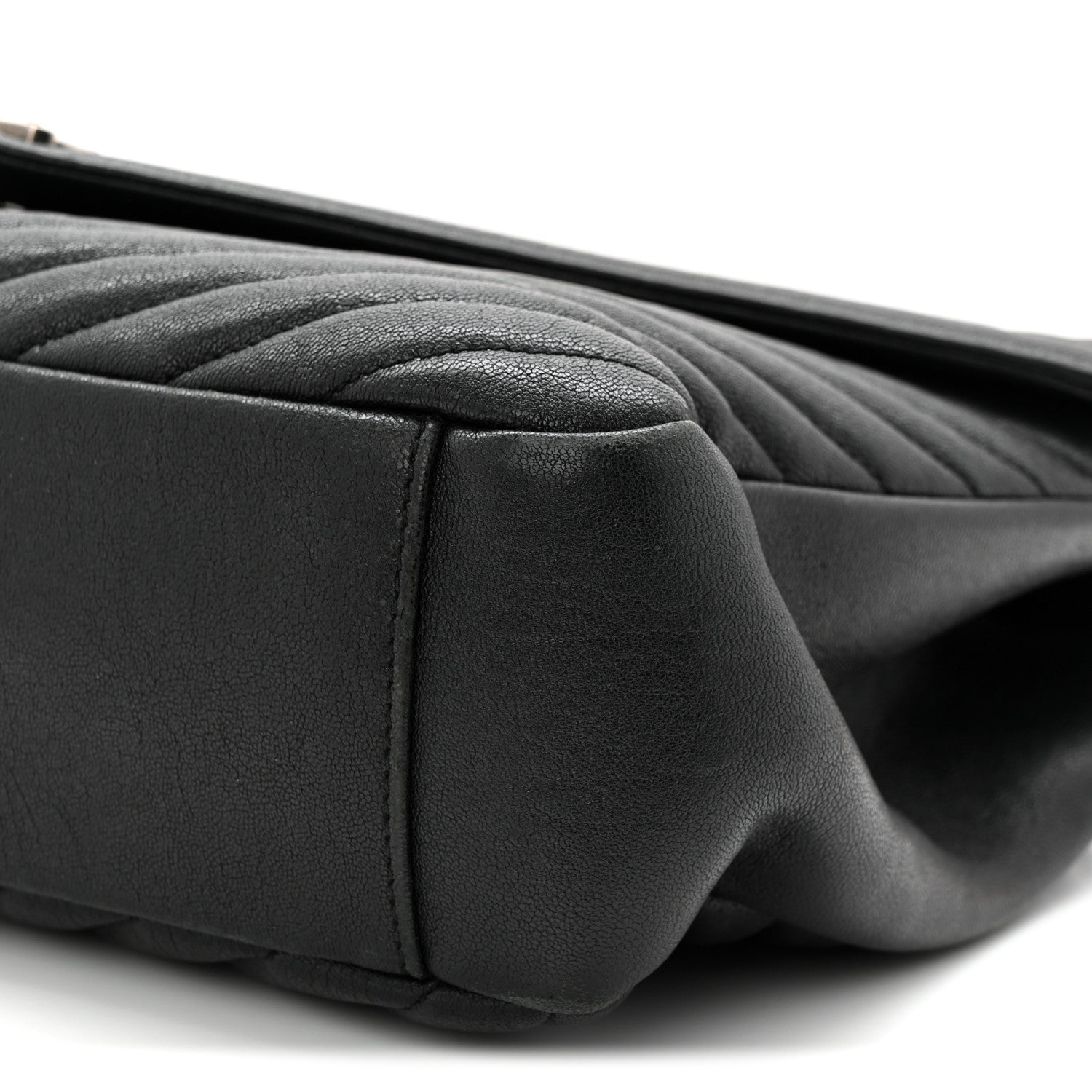 Saint Laurent Sheepskin Matelasse Chevron Monogram Large College Satchel Black 10 of 10