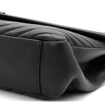 Saint Laurent Sheepskin Matelasse Chevron Monogram Large College Satchel Black 10 of 10