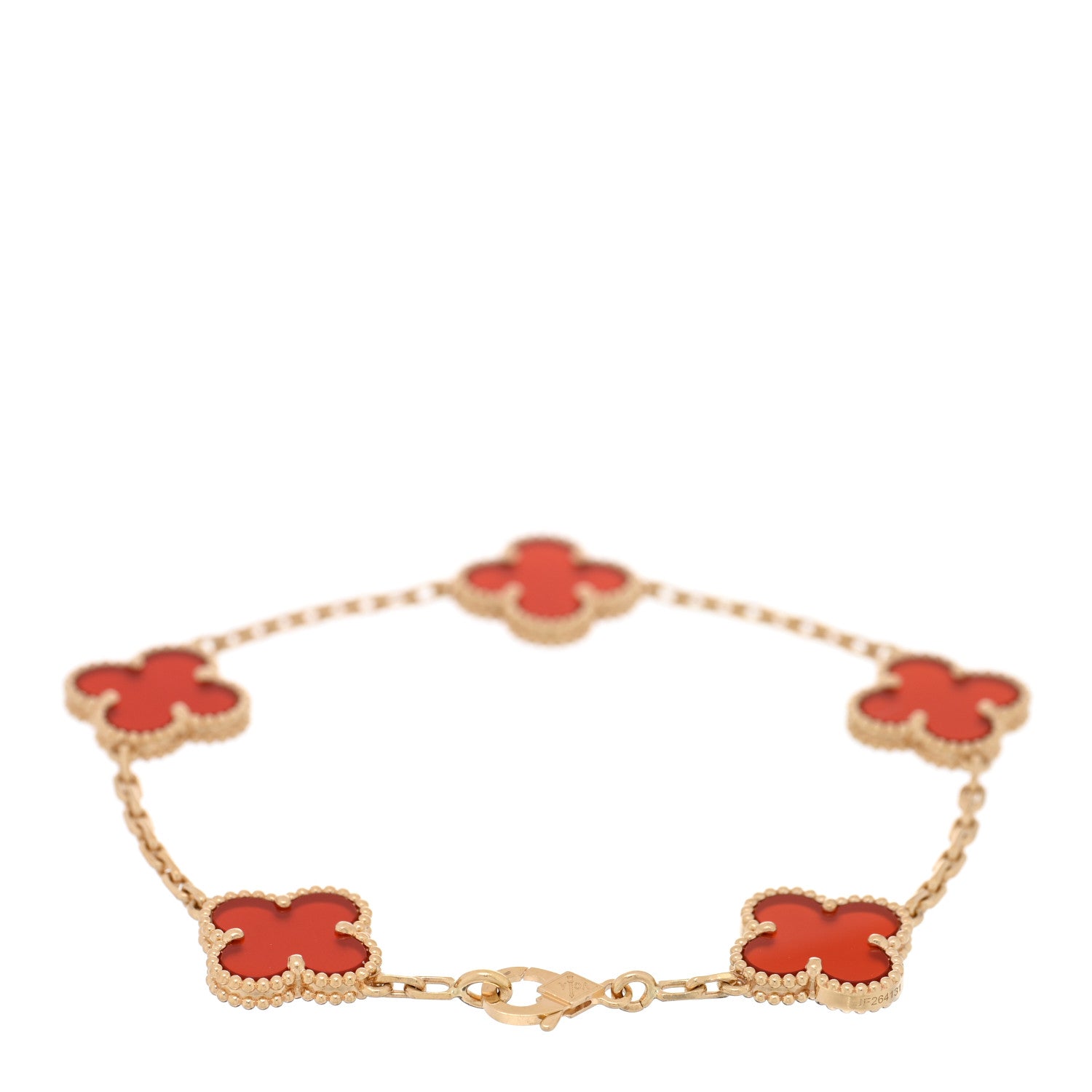 Van Cleef & Arpels 18K Yellow Gold Carnelian 5 Motifs Vintage Alhambra Bracelet 2 of 4