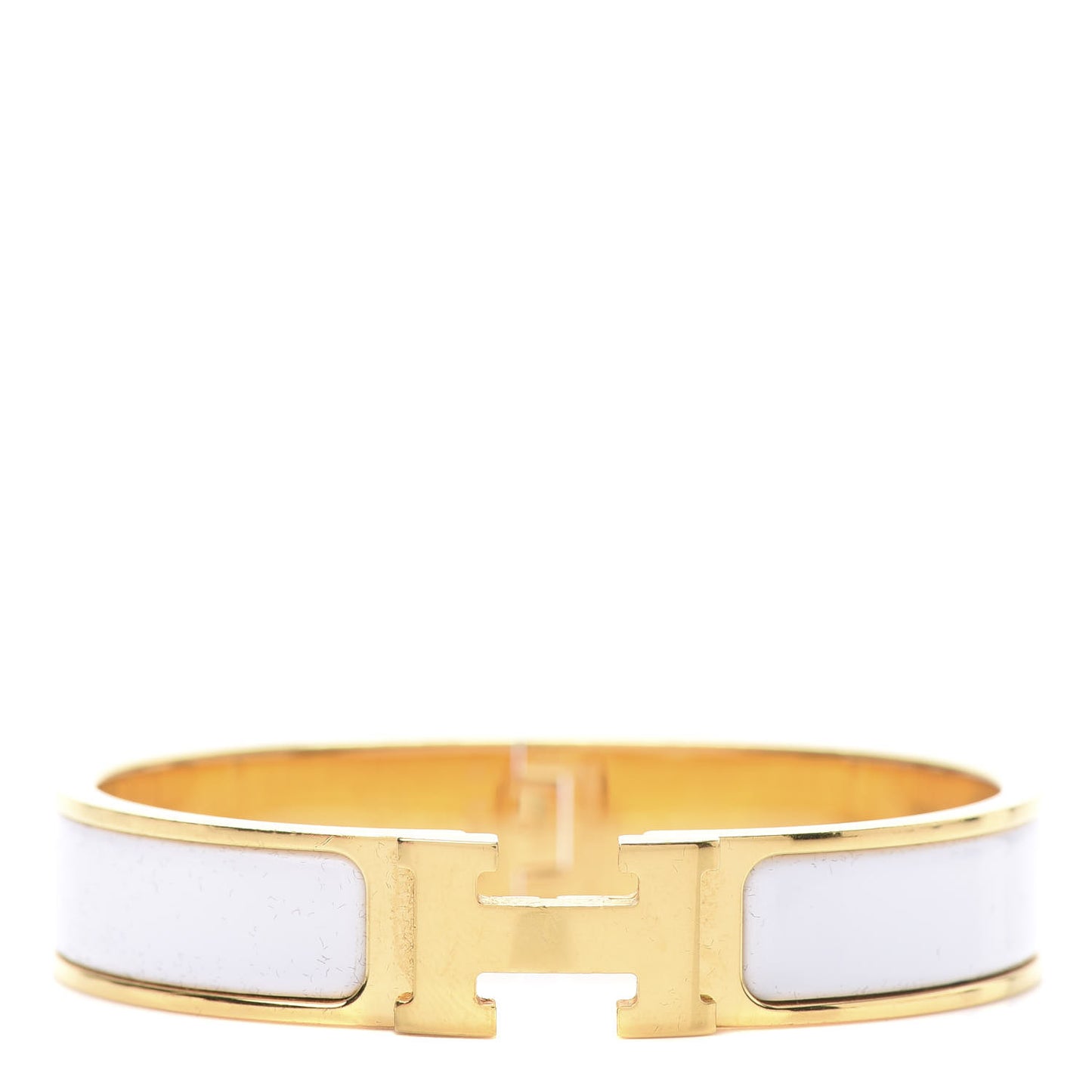 Enamel Narrow Clic Clac H Bracelet PM White