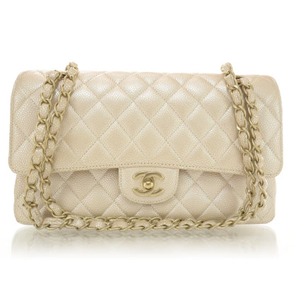 Chanel Pearly Caviar Quilted Medium Double Flap Light Beige 1 of 11