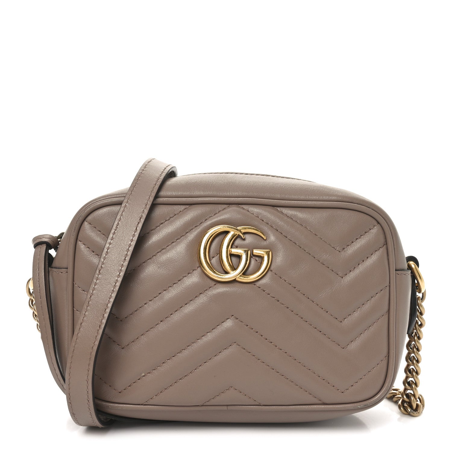 Gucci Calfskin Matelasse Mini GG Marmont Chain Shoulder Bag Porcelain Rose 1 of 11