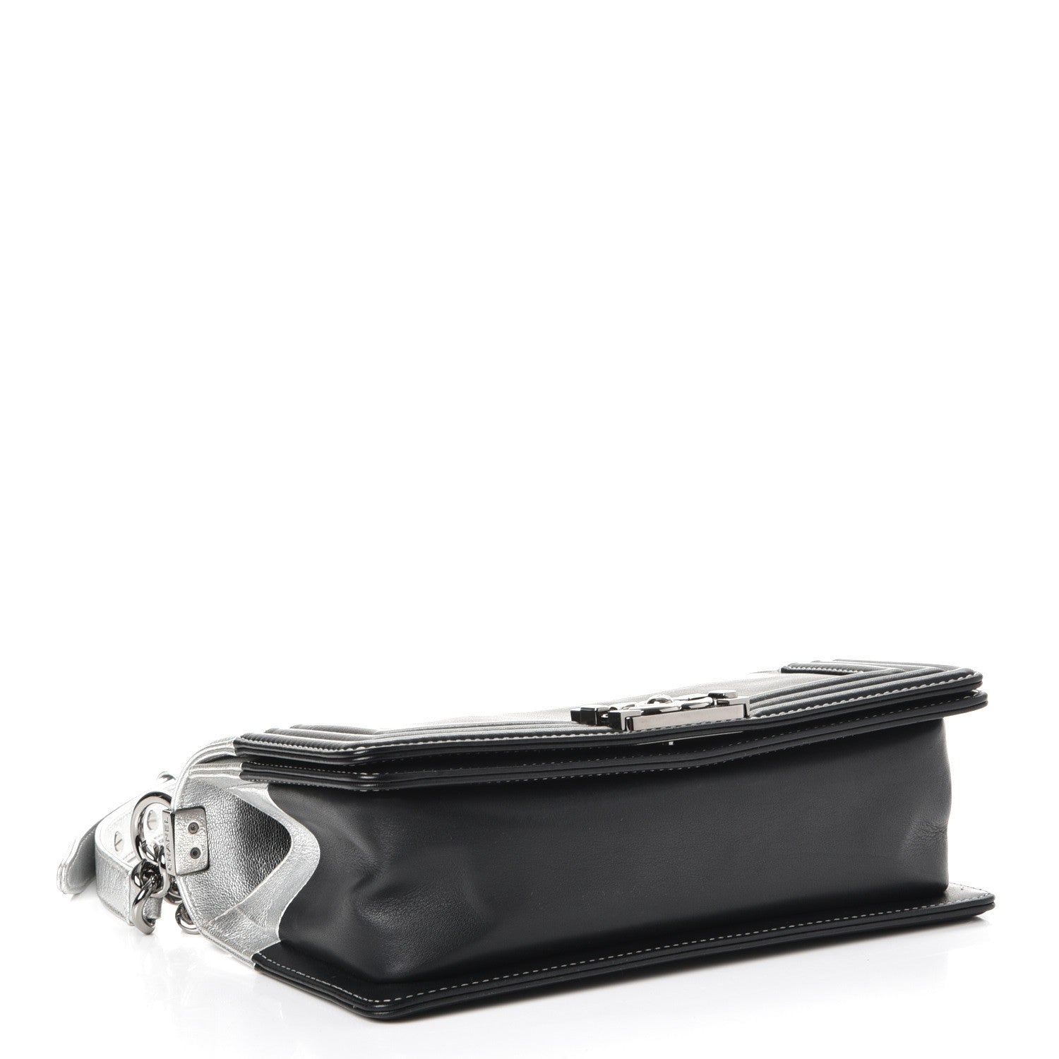 Chanel Metallic Goatskin Calfskin Medium Boy Flap Silver Black 5 of 9