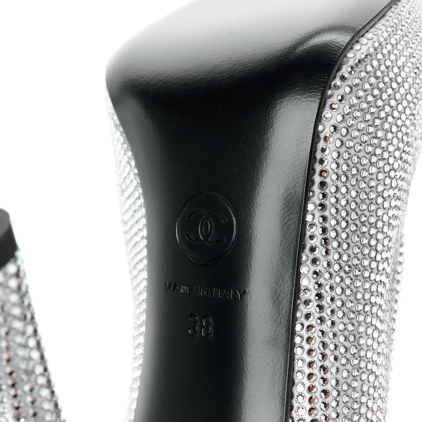 Strass Cap Toe Pumps 38 Silver Black