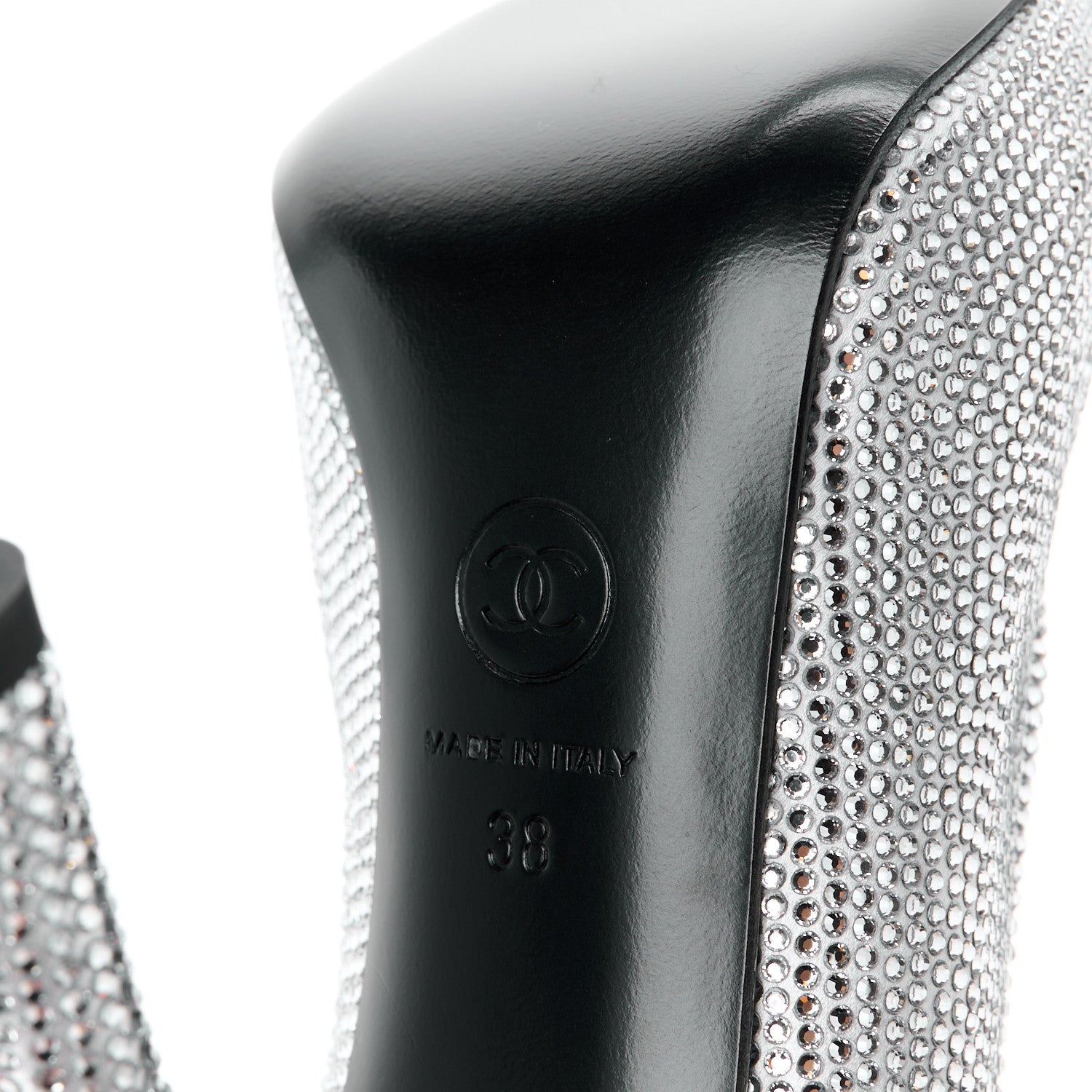 Chanel Strass Cap Toe Pumps 38 Silver Black 6 of 8