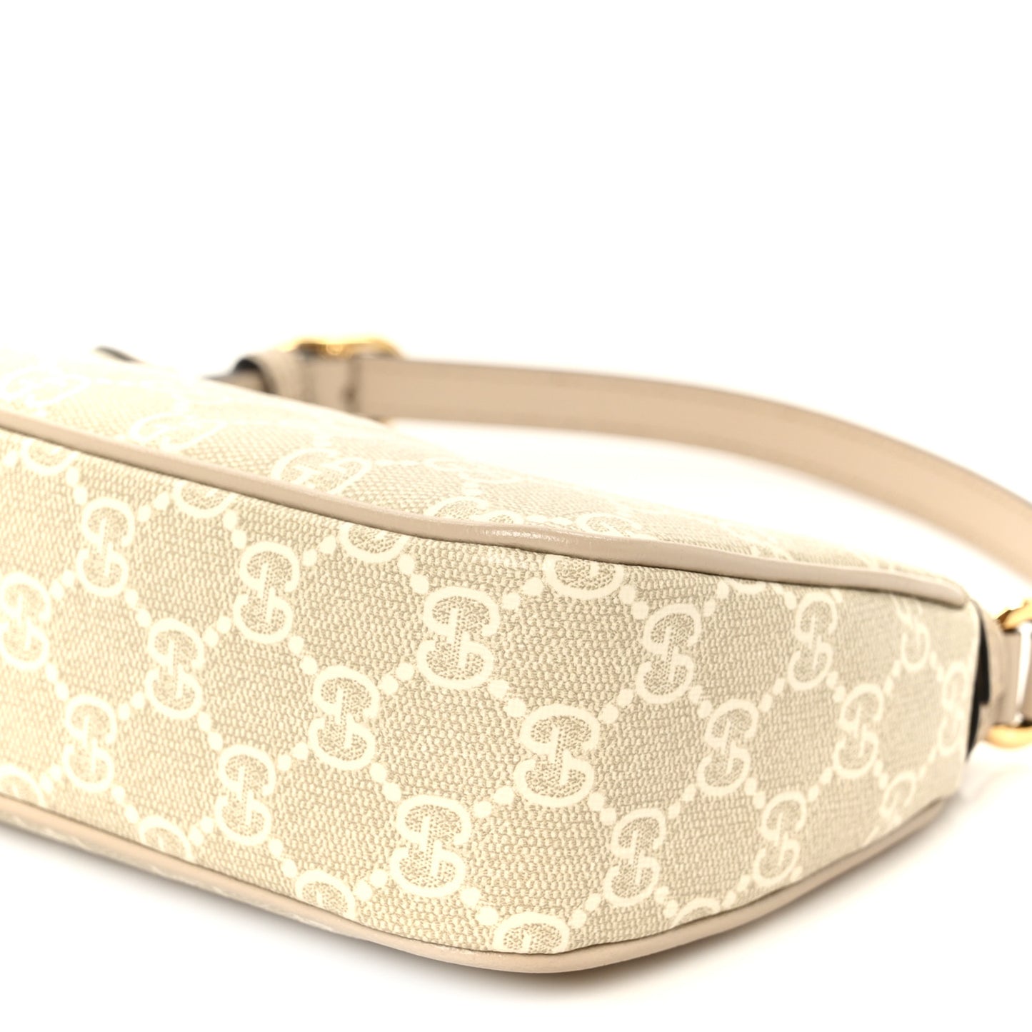 GG Supreme Monogram Textured Dollar Calfskin Small Ophidia Hobo Beige Mystic White Oatmeal