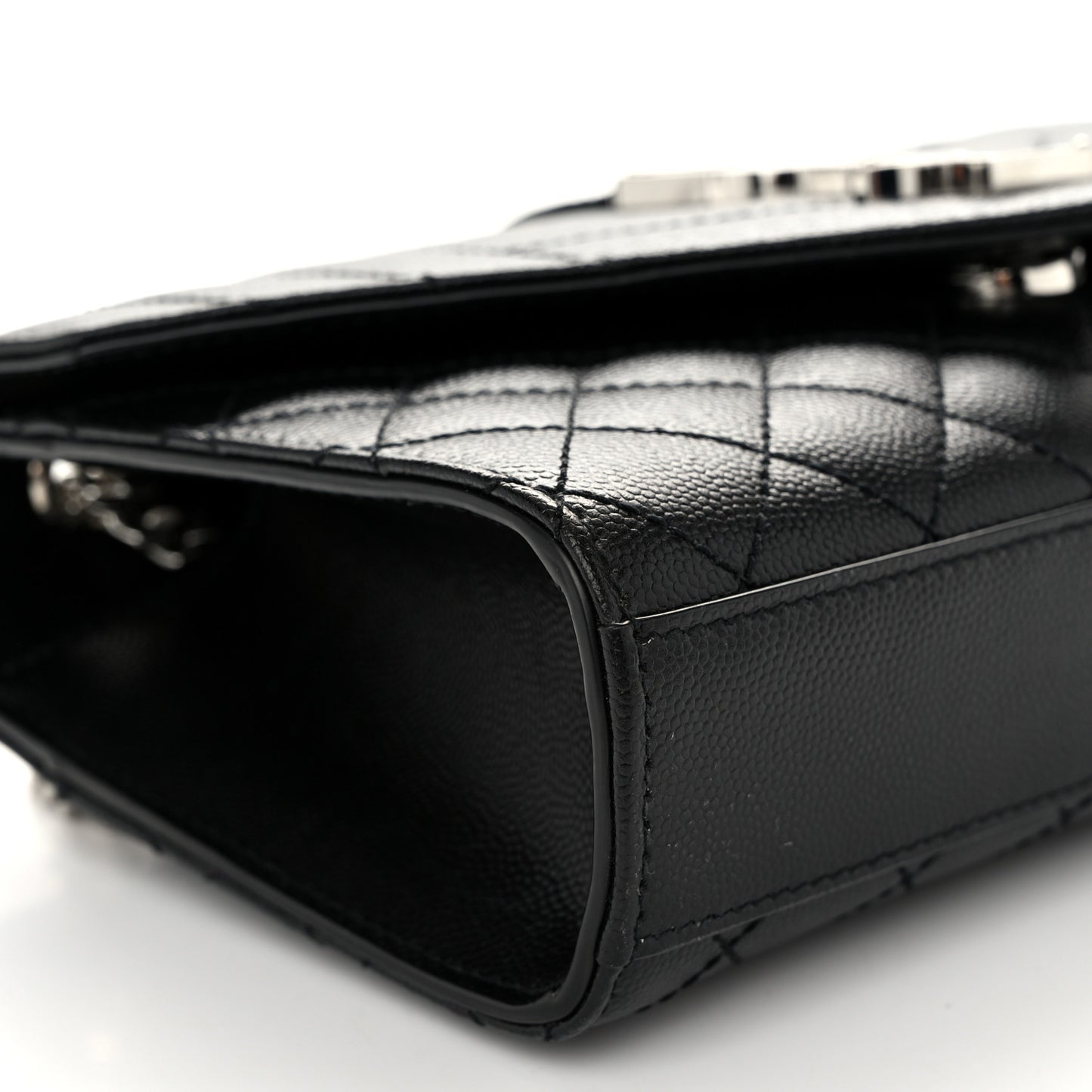Grain De Poudre Textured Mixed Matelasse Triquilt Small Monogram Satchel Black