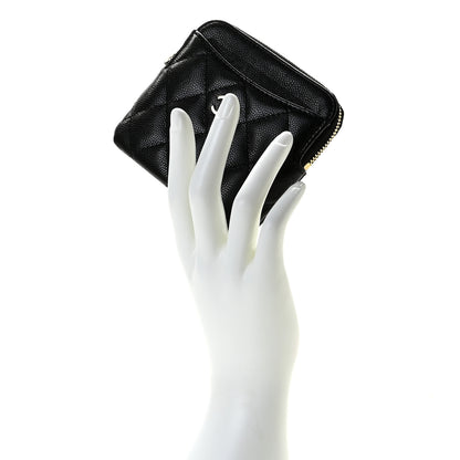 Chanel Caviar Quilted Zip Card Holder Wallet Black 2 of 7