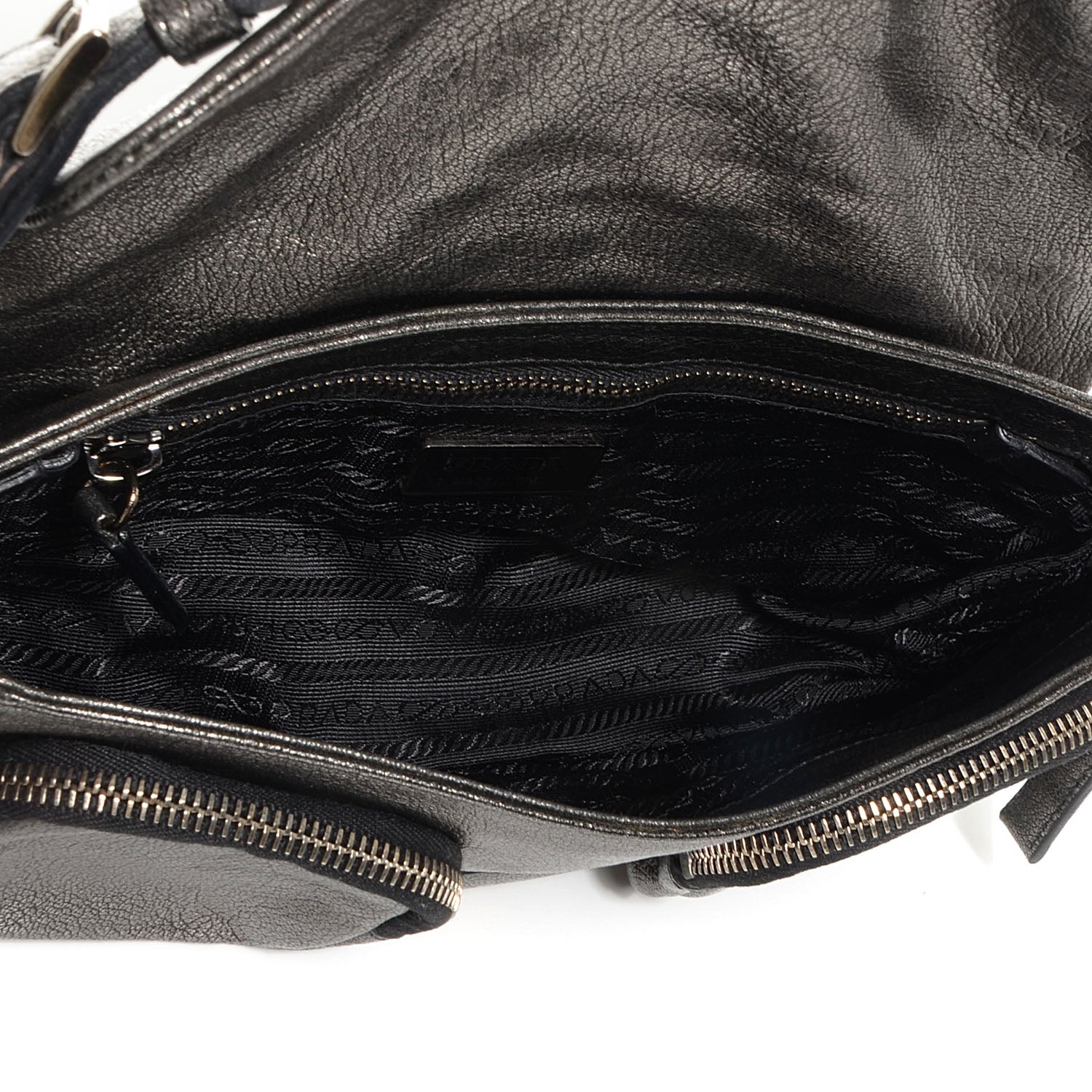 Prada Vitello Daino Small Shoulder Bag Silver 5 of 10