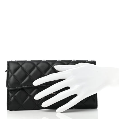 Chanel Lambskin Quilted Large Gusset Flap Wallet Black 2 of 7