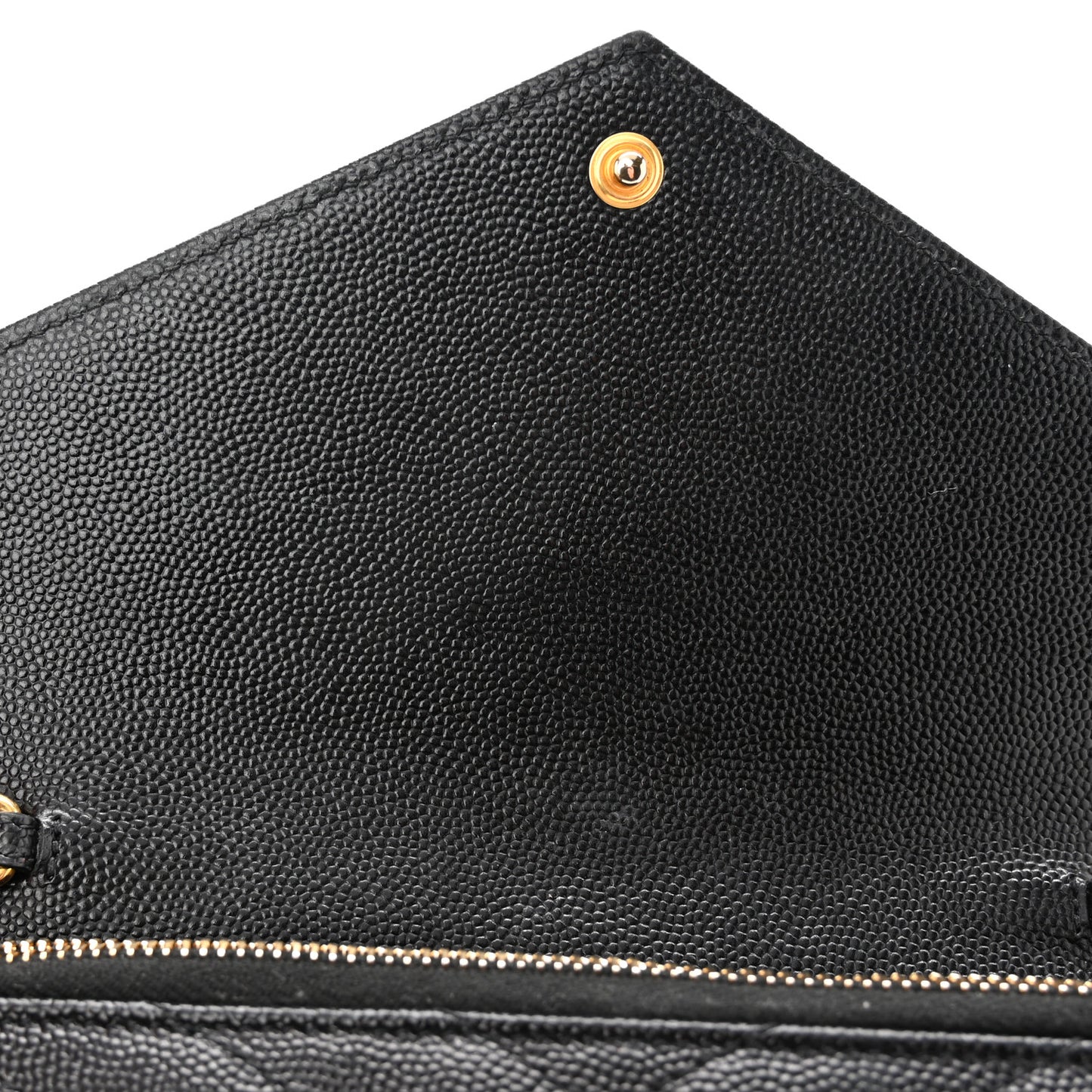 Grain De Poudre Matelasse Chevron Monogram Envelope Chain Wallet Black