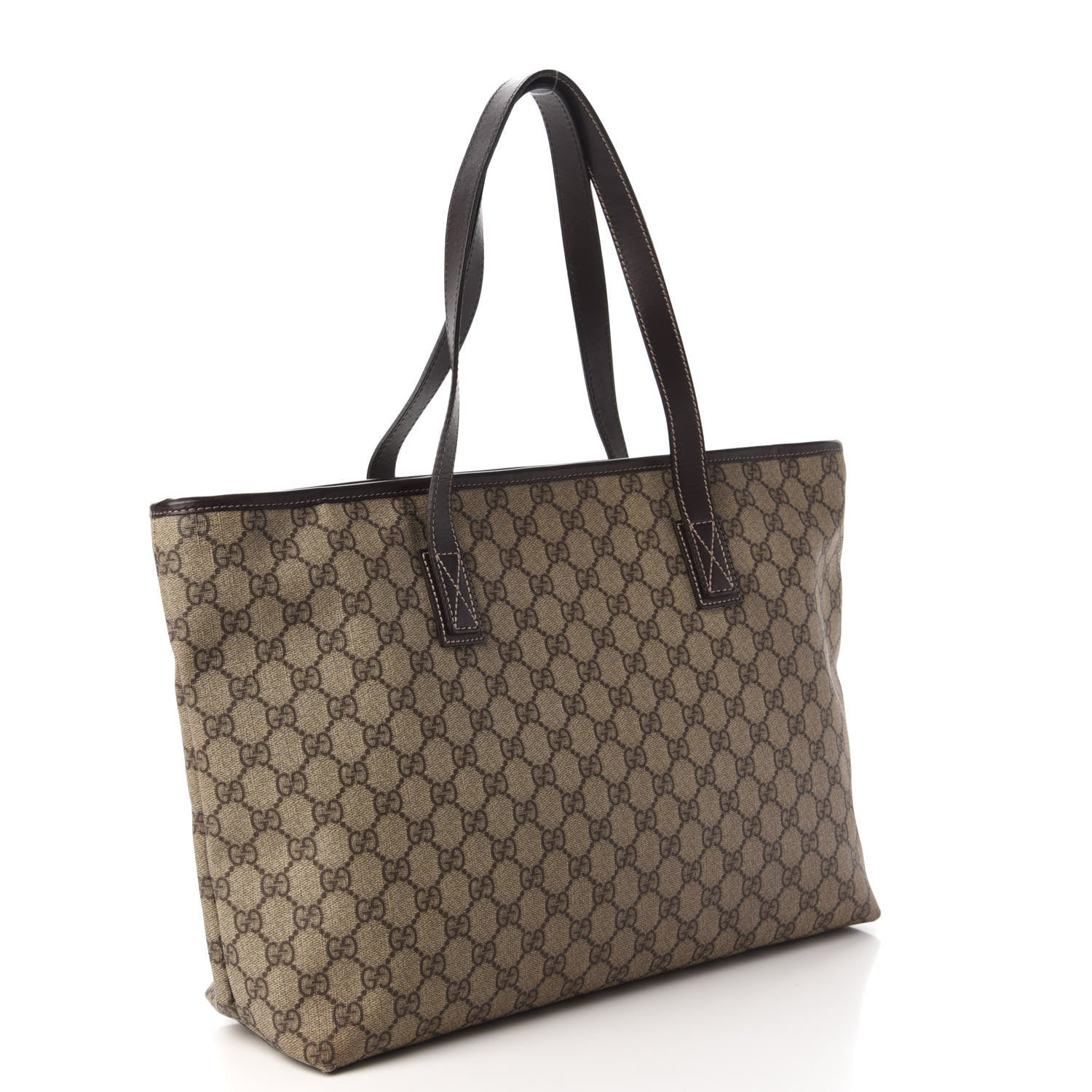 Gucci GG Supreme Monogram Medium Zippered Shopping Tote Dark Brown 3 of 13