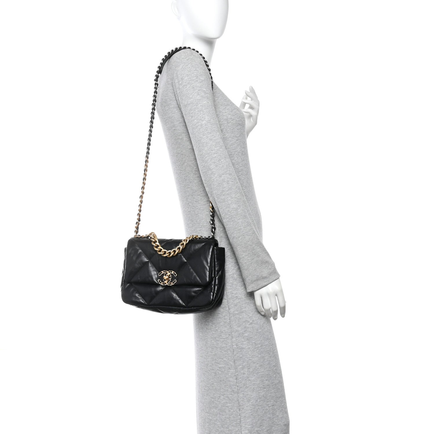 Chanel Goatskin Quilted Medium Chanel 19 Flap Black 2 of 13