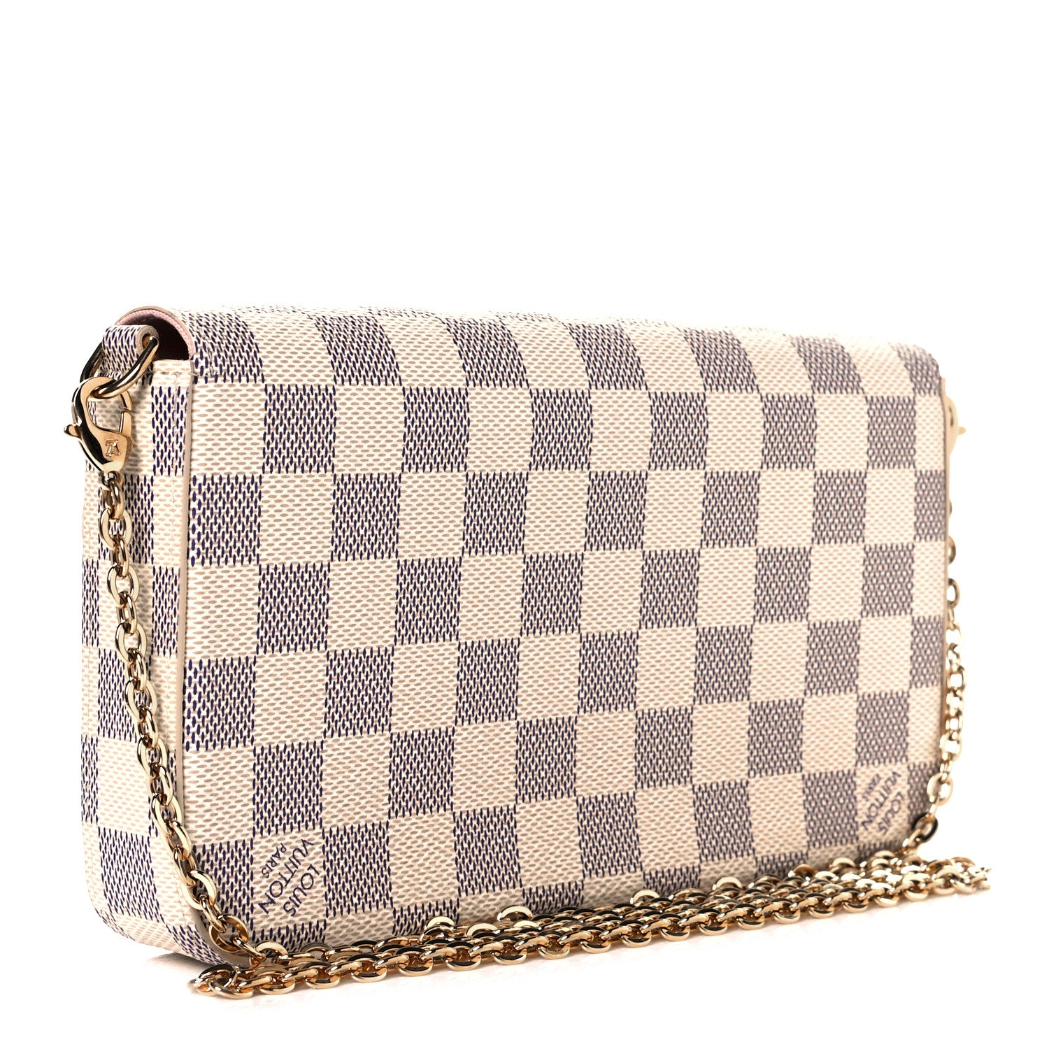 Louis Vuitton Damier Azur Pochette Felicie Chain Wallet Rose Ballerine 4 of 9