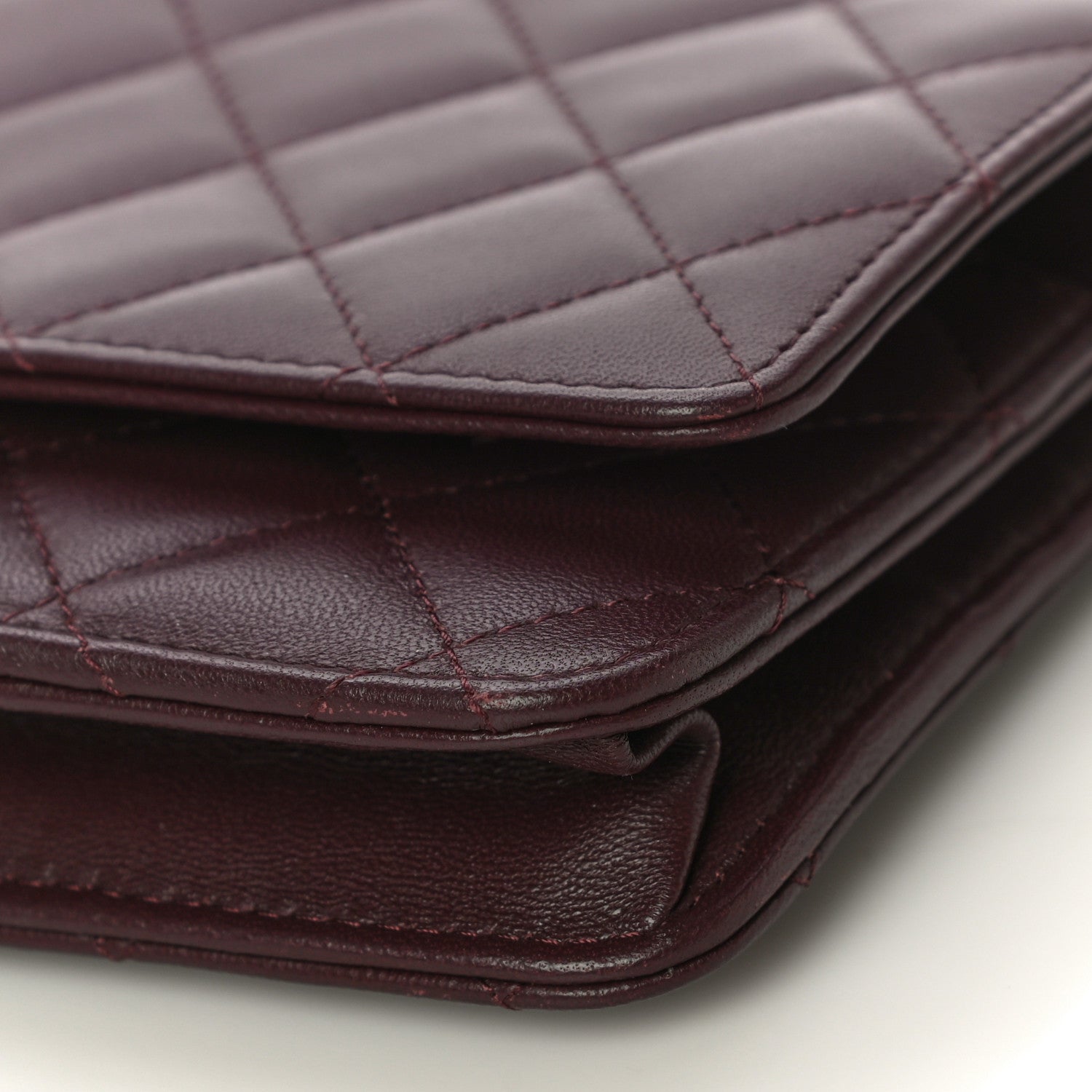 Chanel Lambskin Quilted Wallet On Chain WOC Burgundy 11 of 12