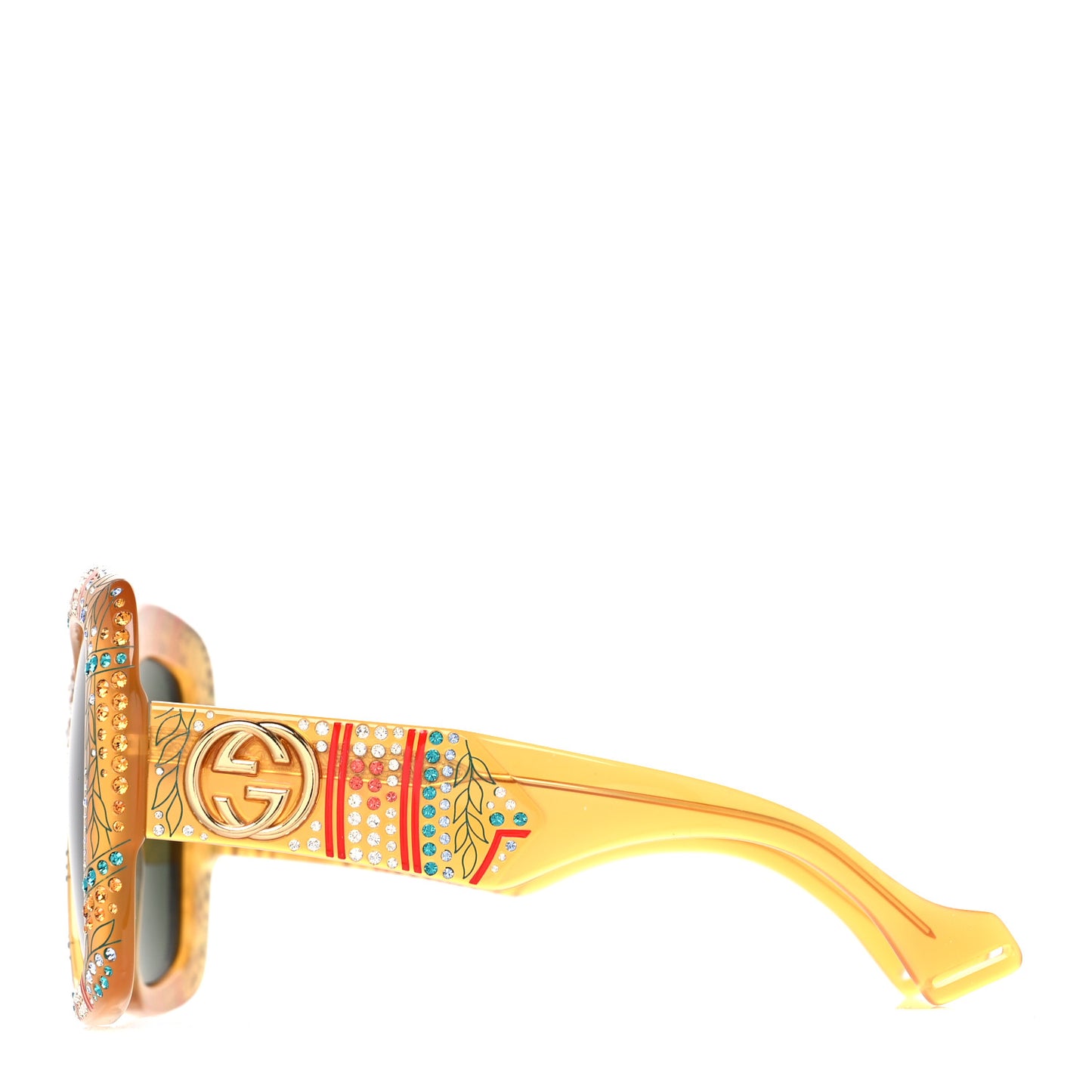 Acetate Crystal Square Frame Sunglasses GG0498S Yellow