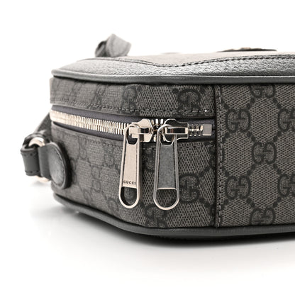 Gucci GG Supreme Monogram Textured Dollar Calfskin Small Ophidia Top Handle Shoulder Grey Black Graphite Grey 9 of 10