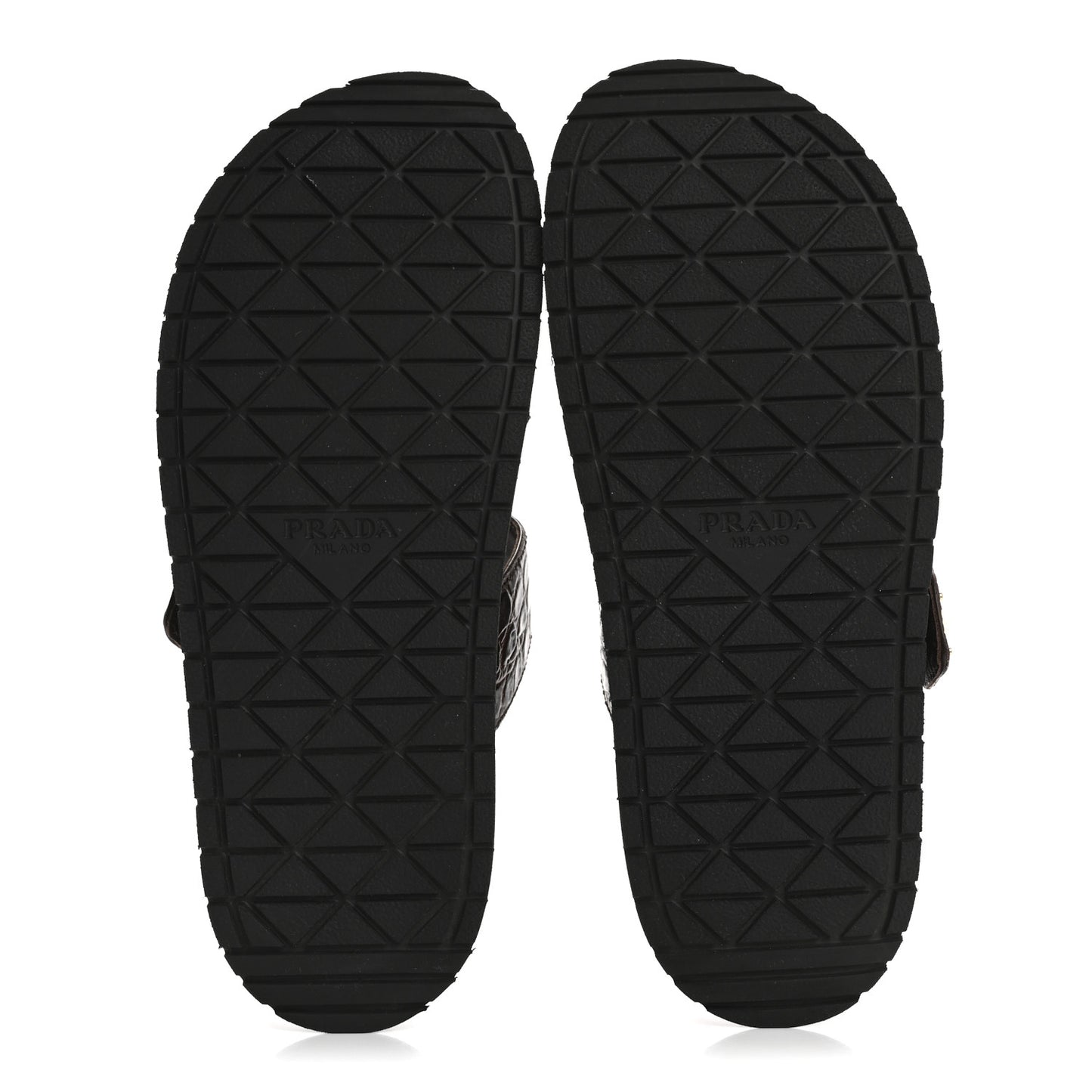 Calfskin Embossed Crocodile Buckle Slide Sandals 36 Cacao