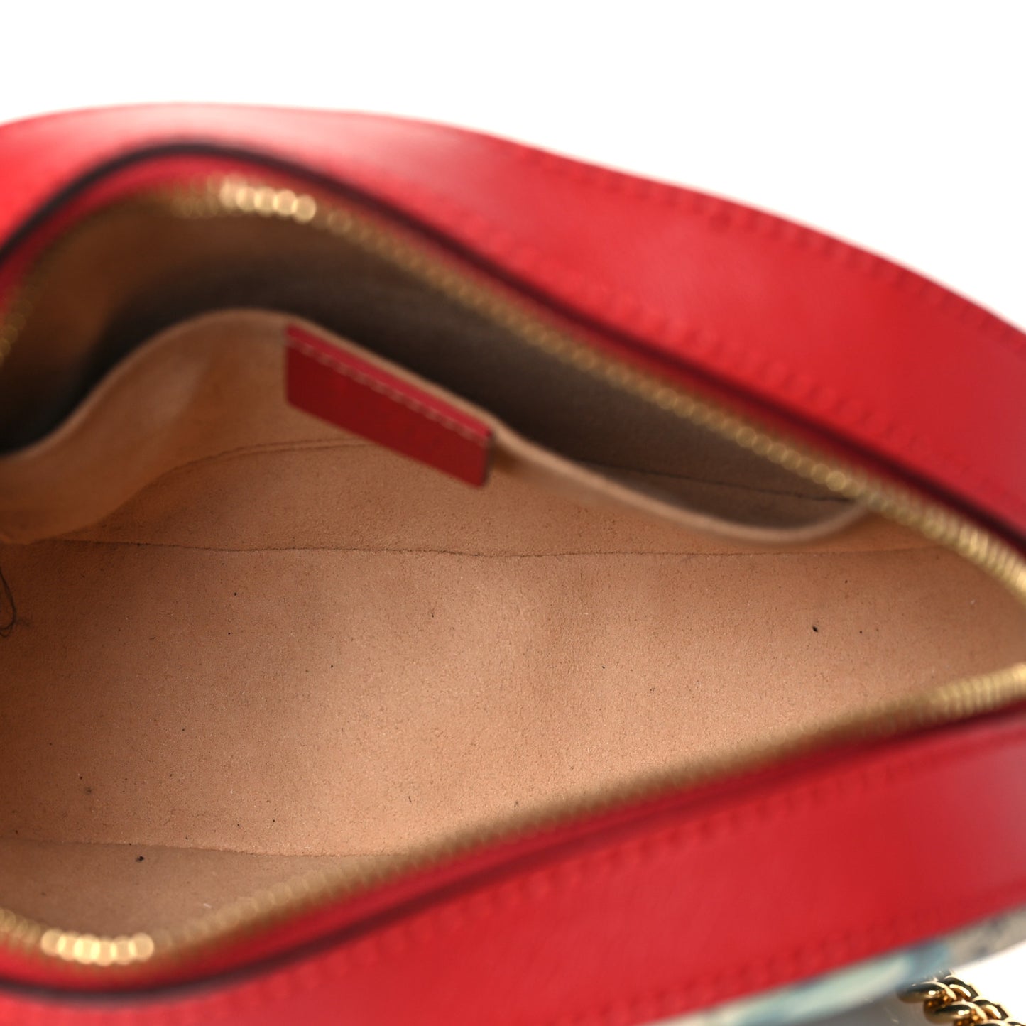 GG Supreme Monogram Blooms Mini Chain Shoulder Bag Beige Blue Navy Hibiscus Red