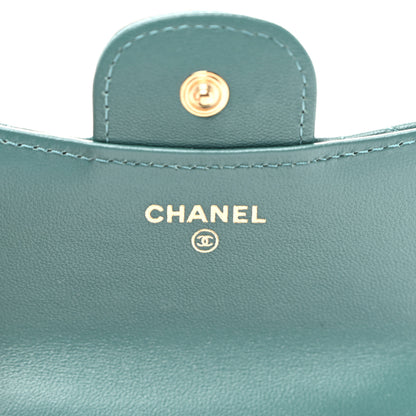 Chanel Lambskin Quilted Top Handle Flap Coin Purse With Chain Green 5 of 10