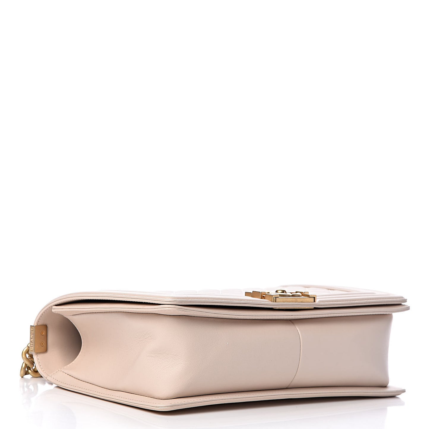 Calfskin Quilted New Medium Boy Flap Beige Clair