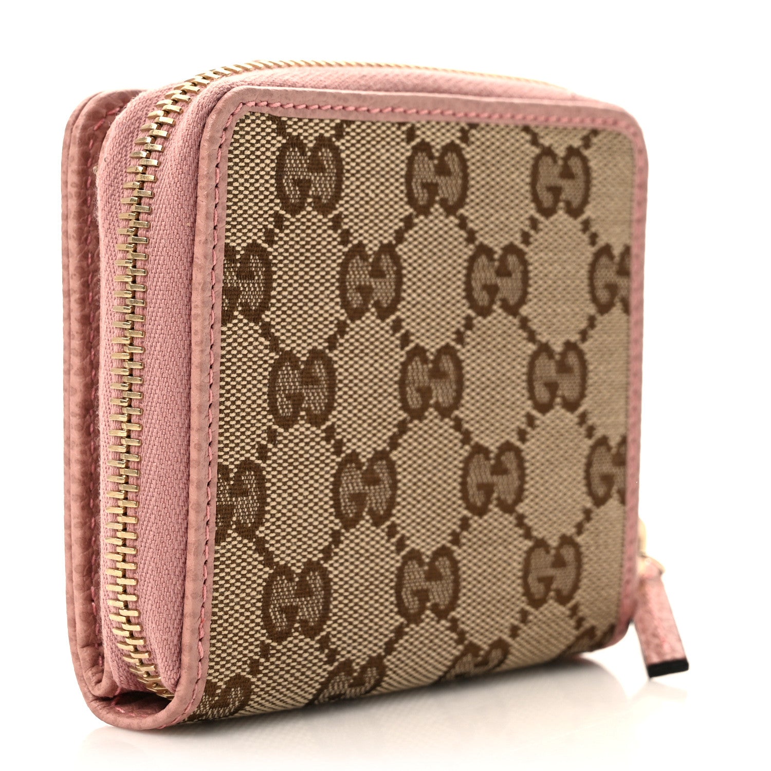 Gucci Monogram Dollar Calfskin Zip Around French Flap Wallet Beige Ebony Soft Pink 3 of 8
