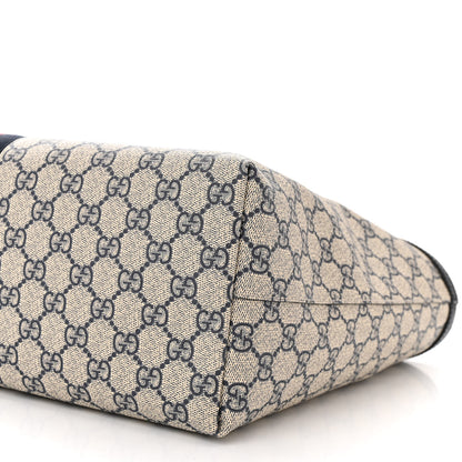 Gucci GG Supreme Monogram Textured Calfskin Web Medium Ophidia Shopping Tote Beige Blue 10 of 10