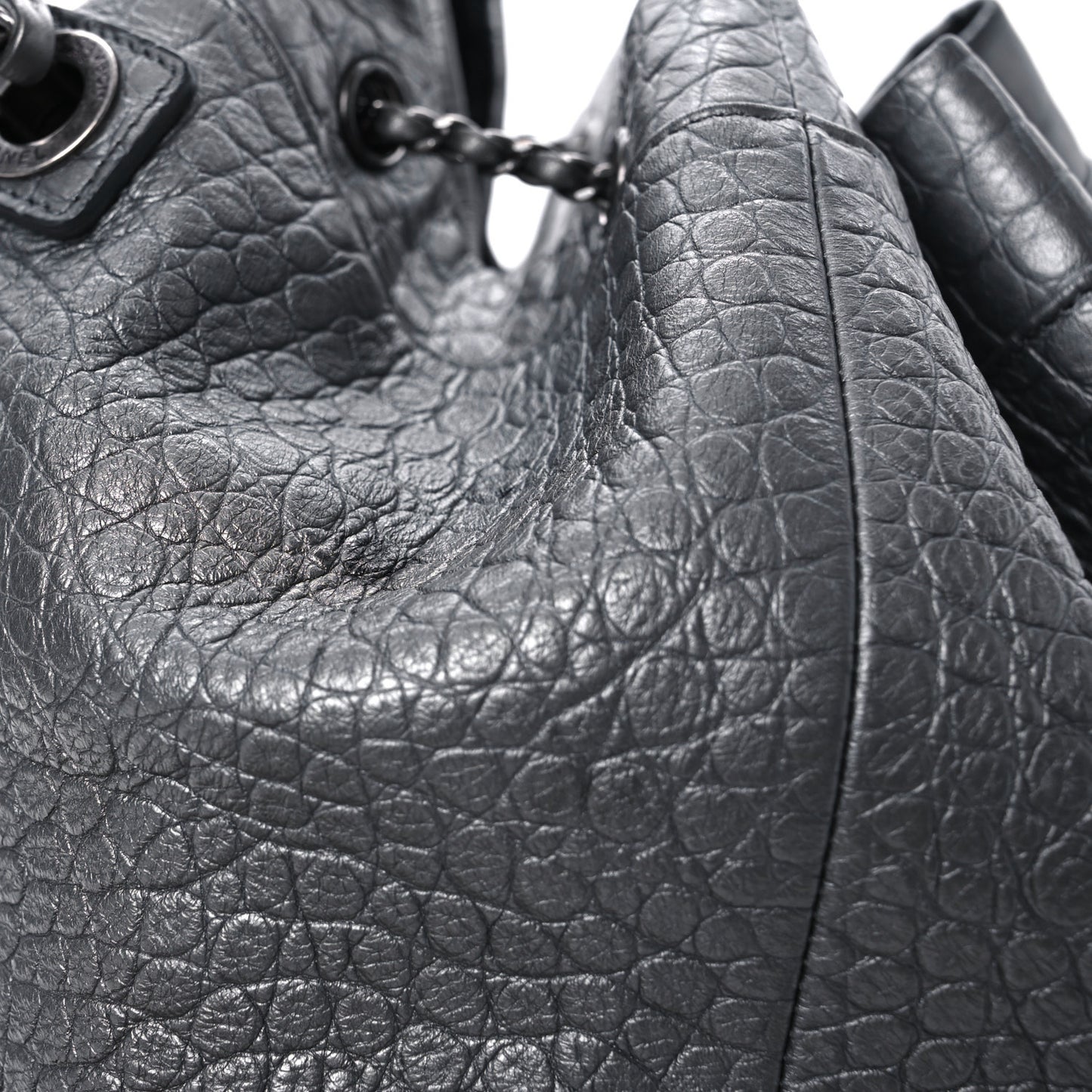 Metallic Calfskin Crocodile Embossed Large Backpack Silver