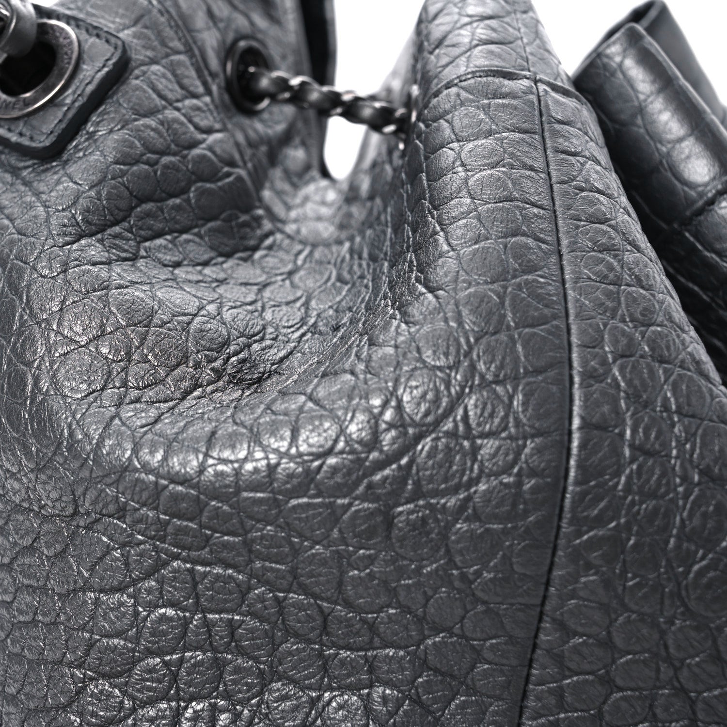 Chanel Metallic Calfskin Crocodile Embossed Large Backpack Silver 13 of 16