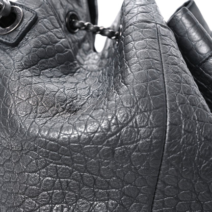 Chanel Metallic Calfskin Crocodile Embossed Large Backpack Silver 13 of 16