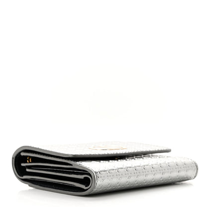 Christian Dior Metallic Patent Micro-Cannage 30 Montaigne Lotus Wallet Silver 4 of 7
