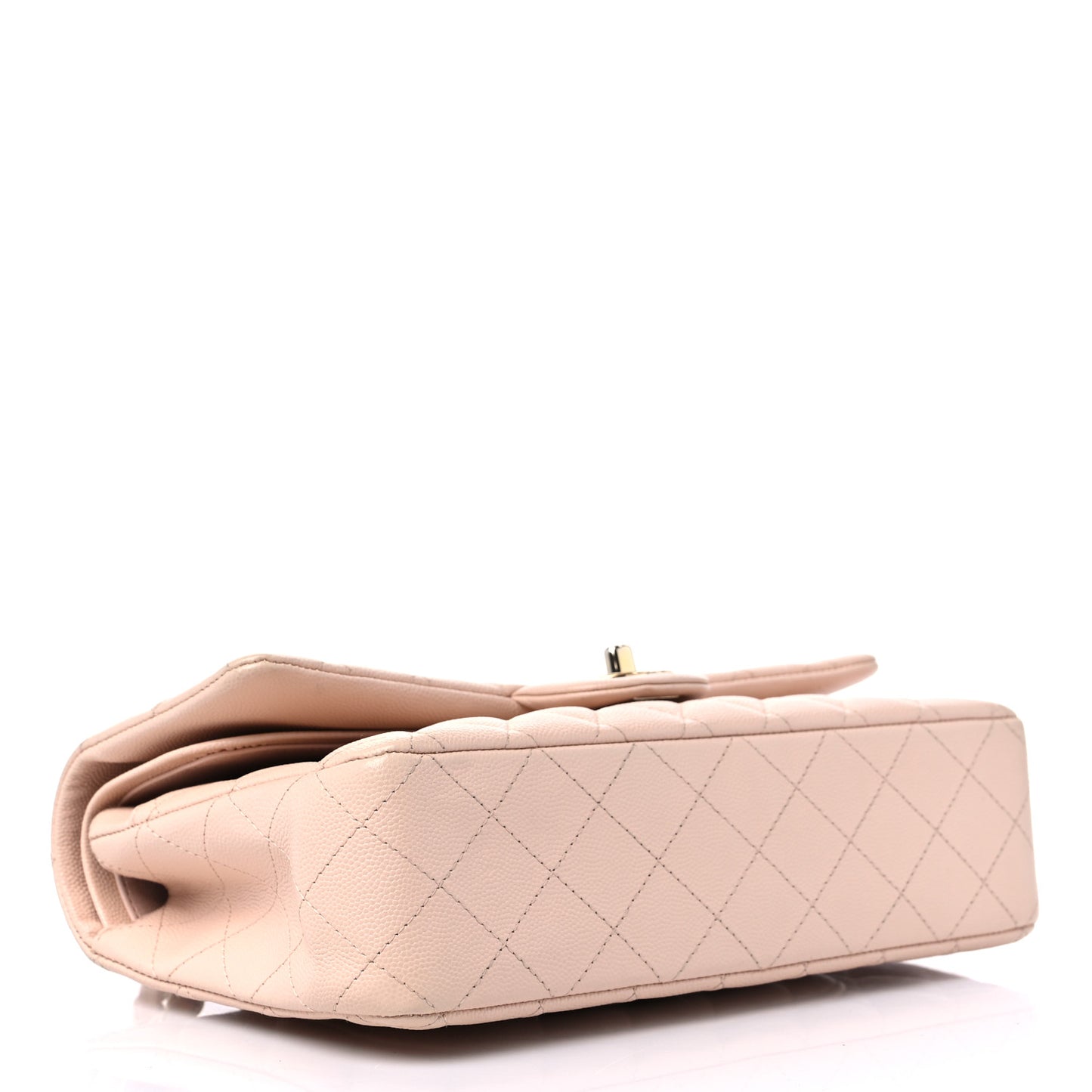 Caviar Quilted Medium Double Flap Light Beige