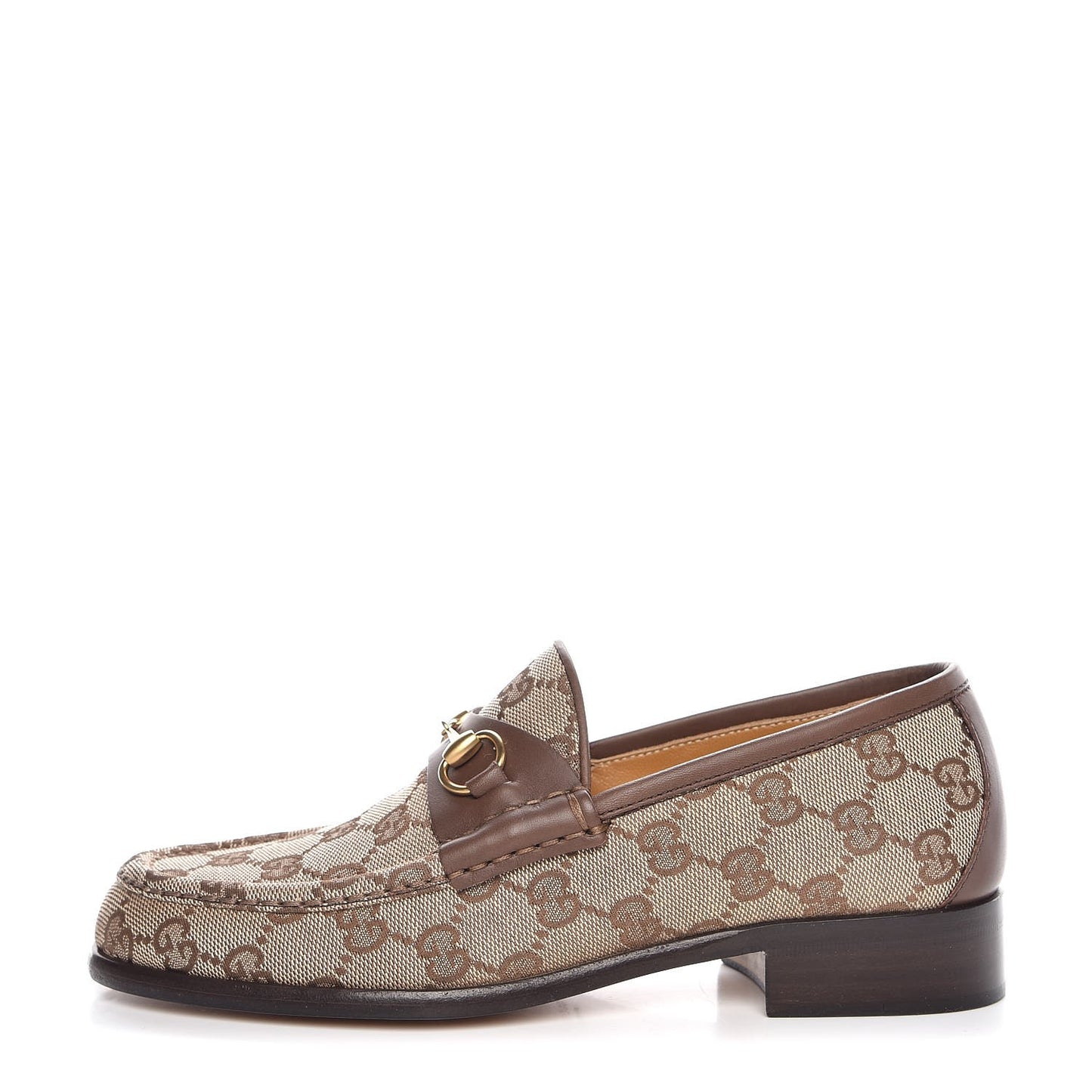 Monogram Calfskin Womens Horsebit Loafers 7 Brown
