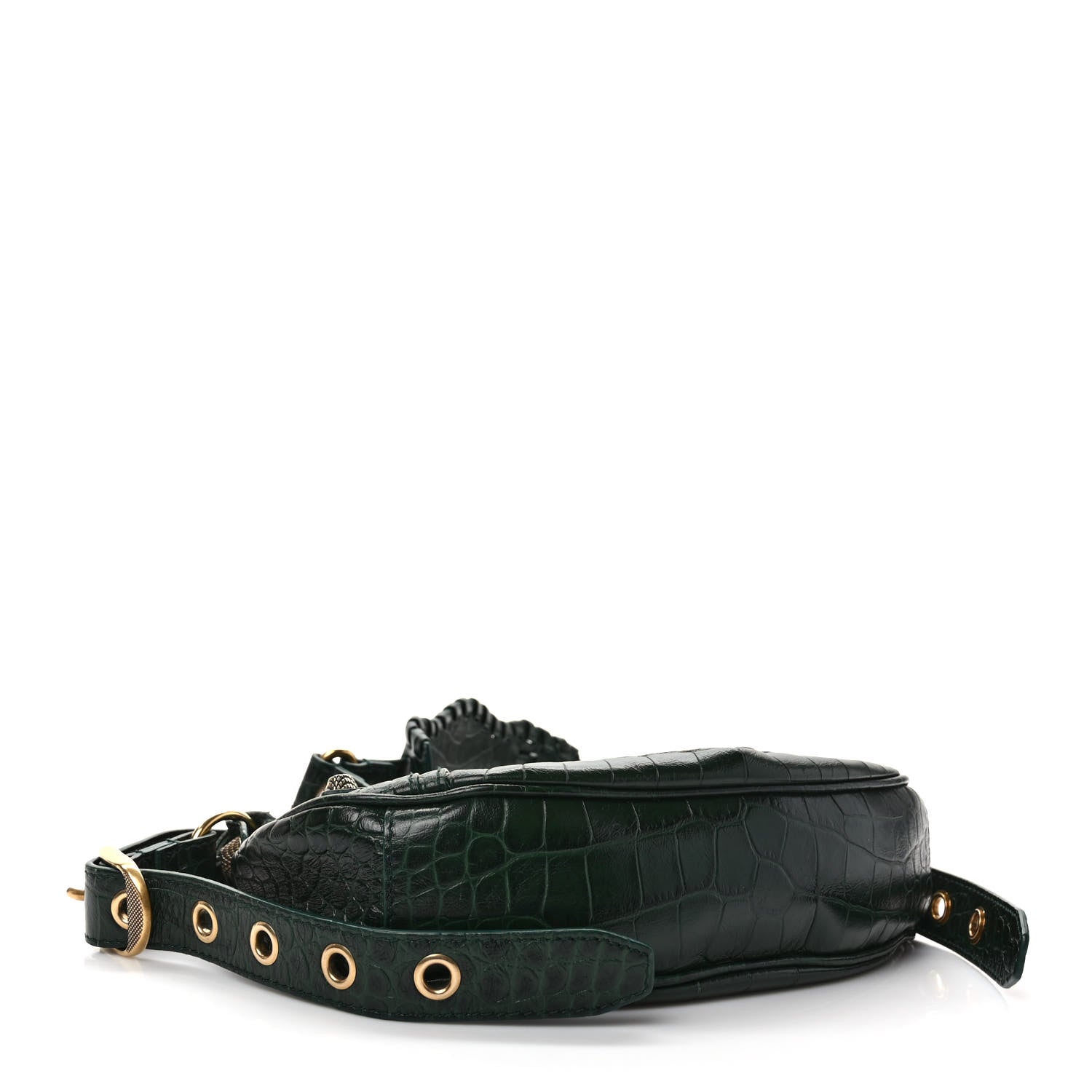 Balenciaga Extra Supple Calfskin Crocodile Embossed Le Cagole Shoulder Bag XS Forest Green 5 of 10