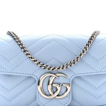 Gucci Calfskin Matelasse Super Mini GG Marmont Shoulder Bag Porcelain Light Blue 8 of 11