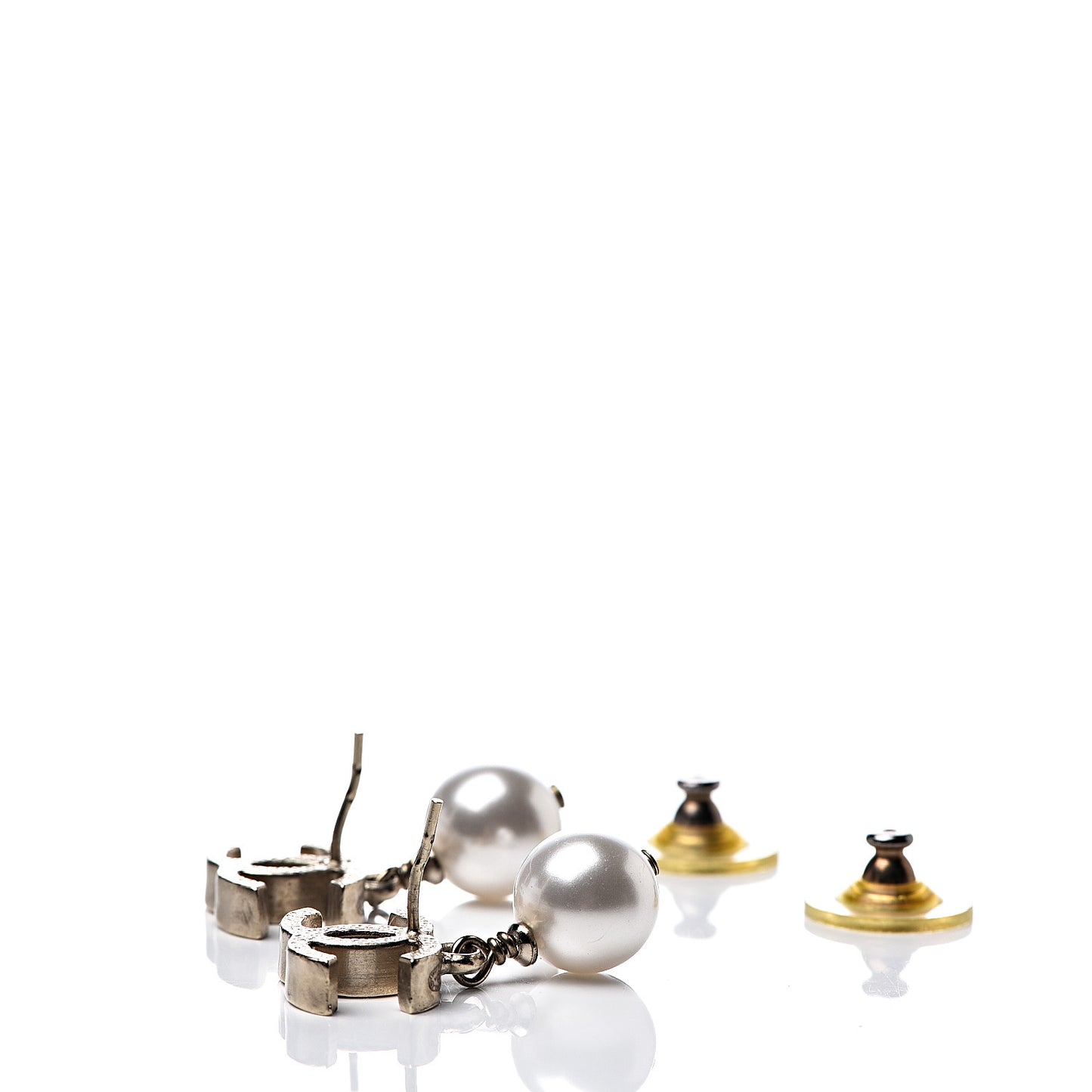 Pearl CC Drop Earrings Gold
