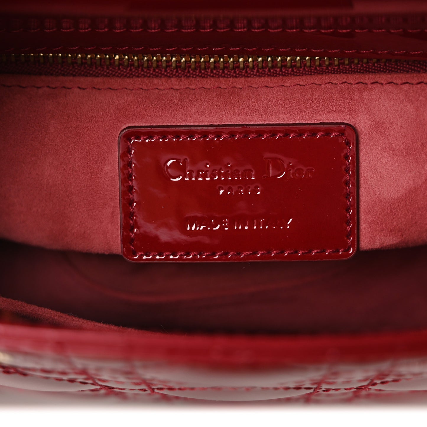 Patent Cannage Small Lady Dior Cherry Red