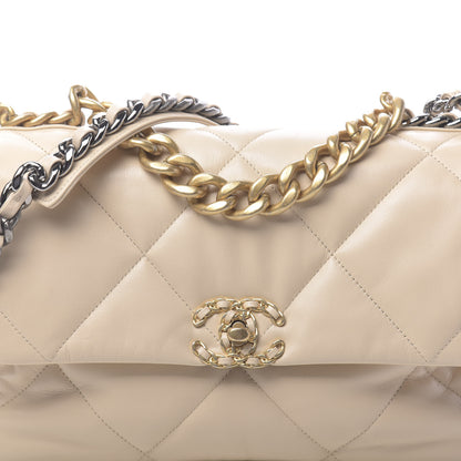 Chanel Goatskin Quilted Large 19 Flap Beige 8 of 11