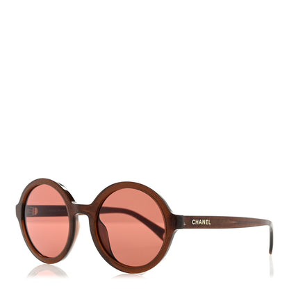 Chanel Acetate Polarized Round Glitter Sunglasses 5522U Brown 1 of 8
