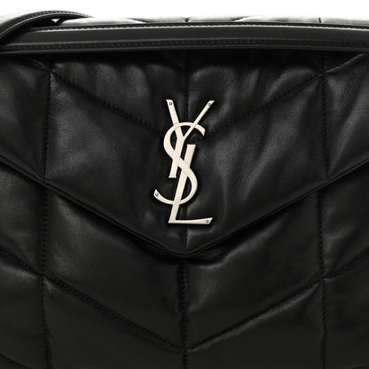 Saint Laurent Lambskin Quilted Medium Loulou Puffer Monogram Chain Satchel Black 8 of 10