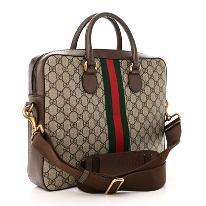 Gucci GG Supreme Monogram Textured Calfskin Web Medium Ophidia Briefcase Beige Ebony New Acero 3 of 11