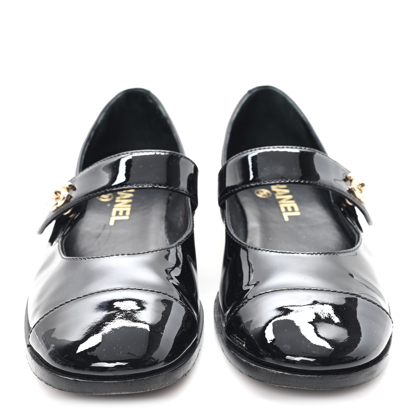 Patent Calfskin Mary Janes Flats 36.5 Black
