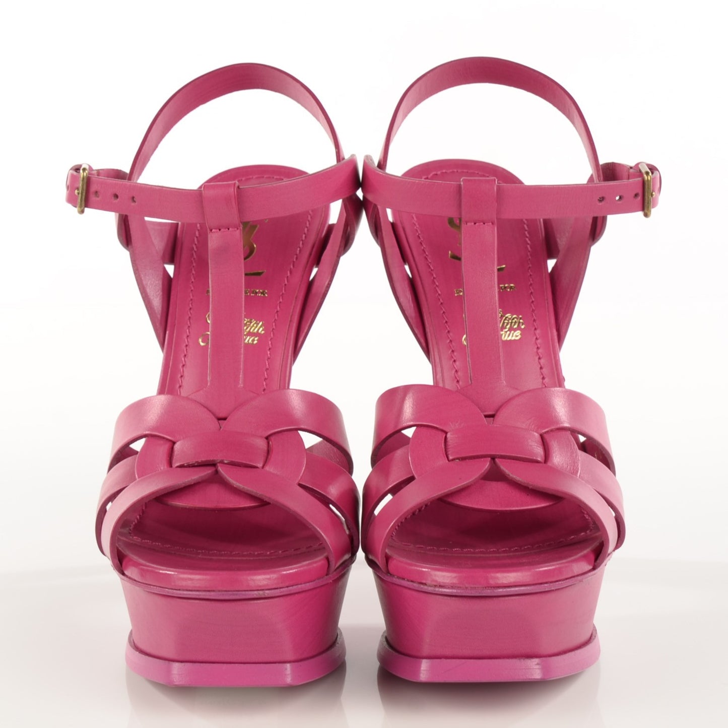 Calfskin Tribute 105 Platform Sandals 36.5 Cuoio Paint Fuxia Fuchsia