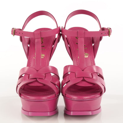 Saint Laurent Calfskin Tribute 105 Platform Sandals 36.5 Cuoio Paint Fuxia Fuchsia 2 of 8