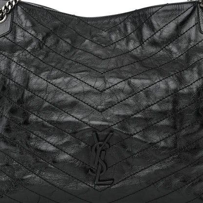 Saint Laurent Crinkled Calfskin Matelasse Monogram Large Niki Shopper Tote Black 8 of 11