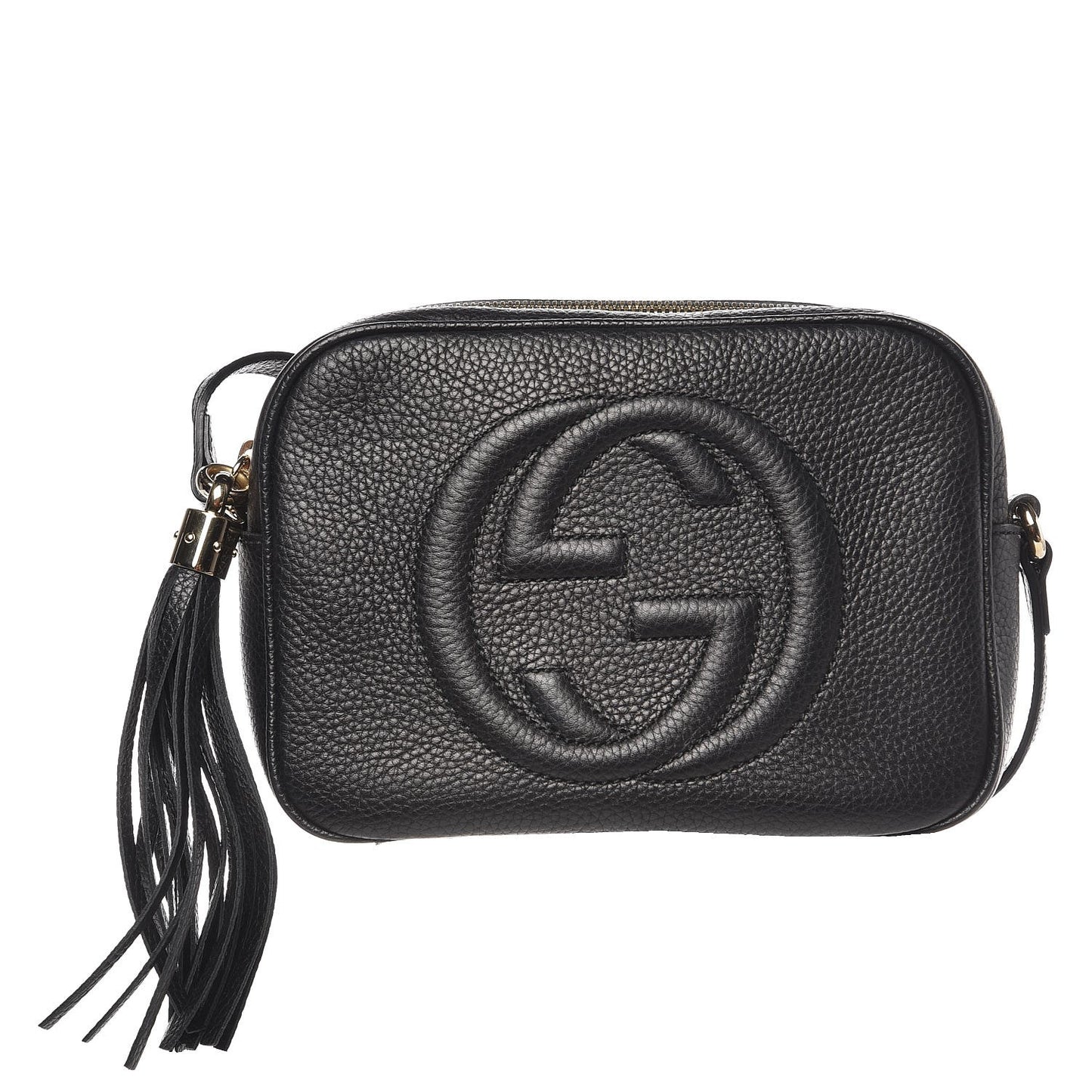 Pebbled Calfskin Small Soho Disco Bag Black
