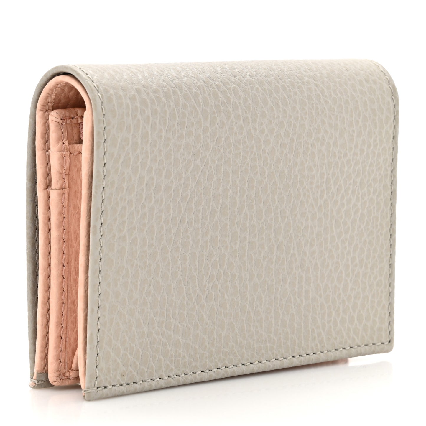 Dollar Calfskin Bi- Color GG Marmont Card Case Grey Sky Perfect Pink