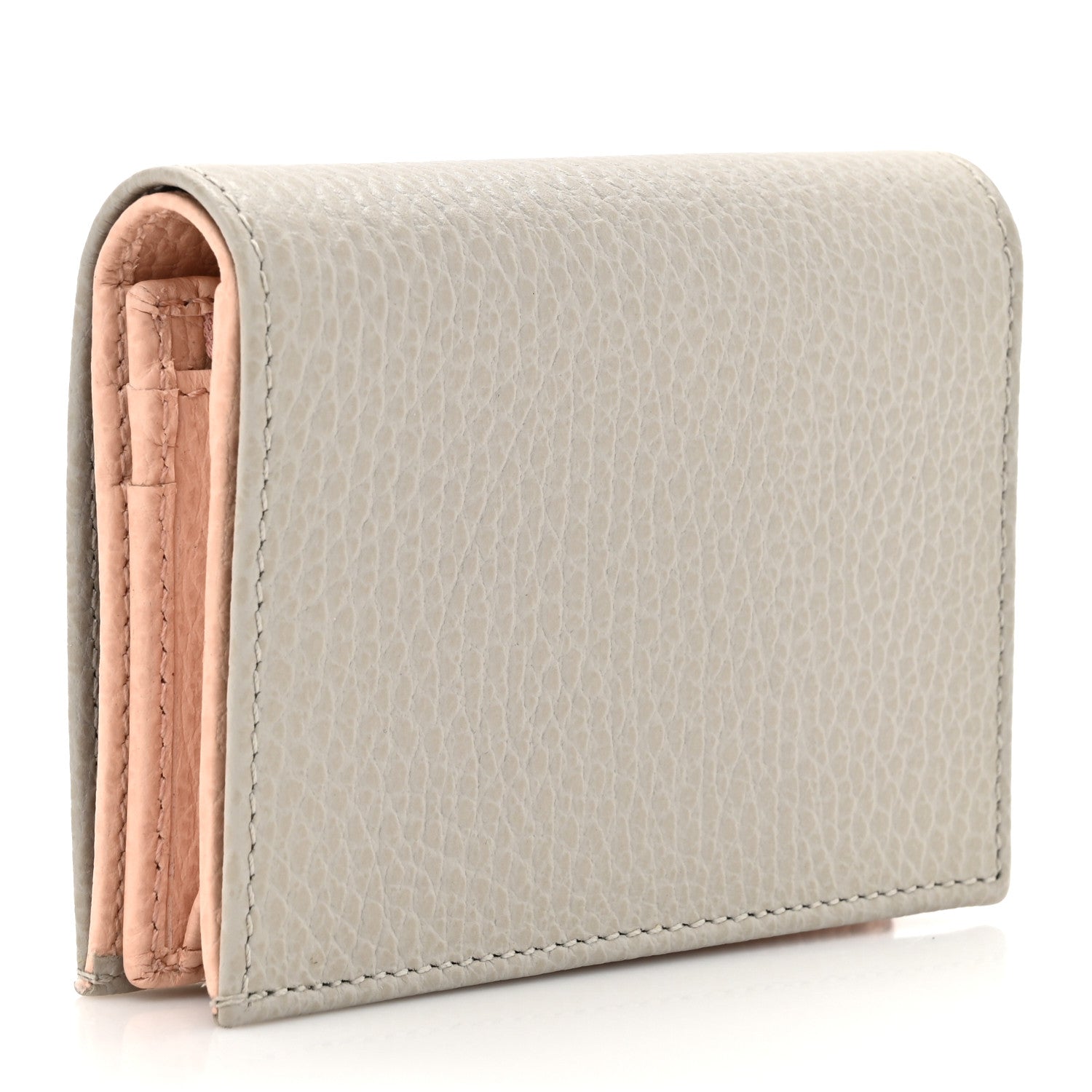 Gucci Dollar Calfskin Bi- Color GG Marmont Card Case Grey Sky Perfect Pink 3 of 9